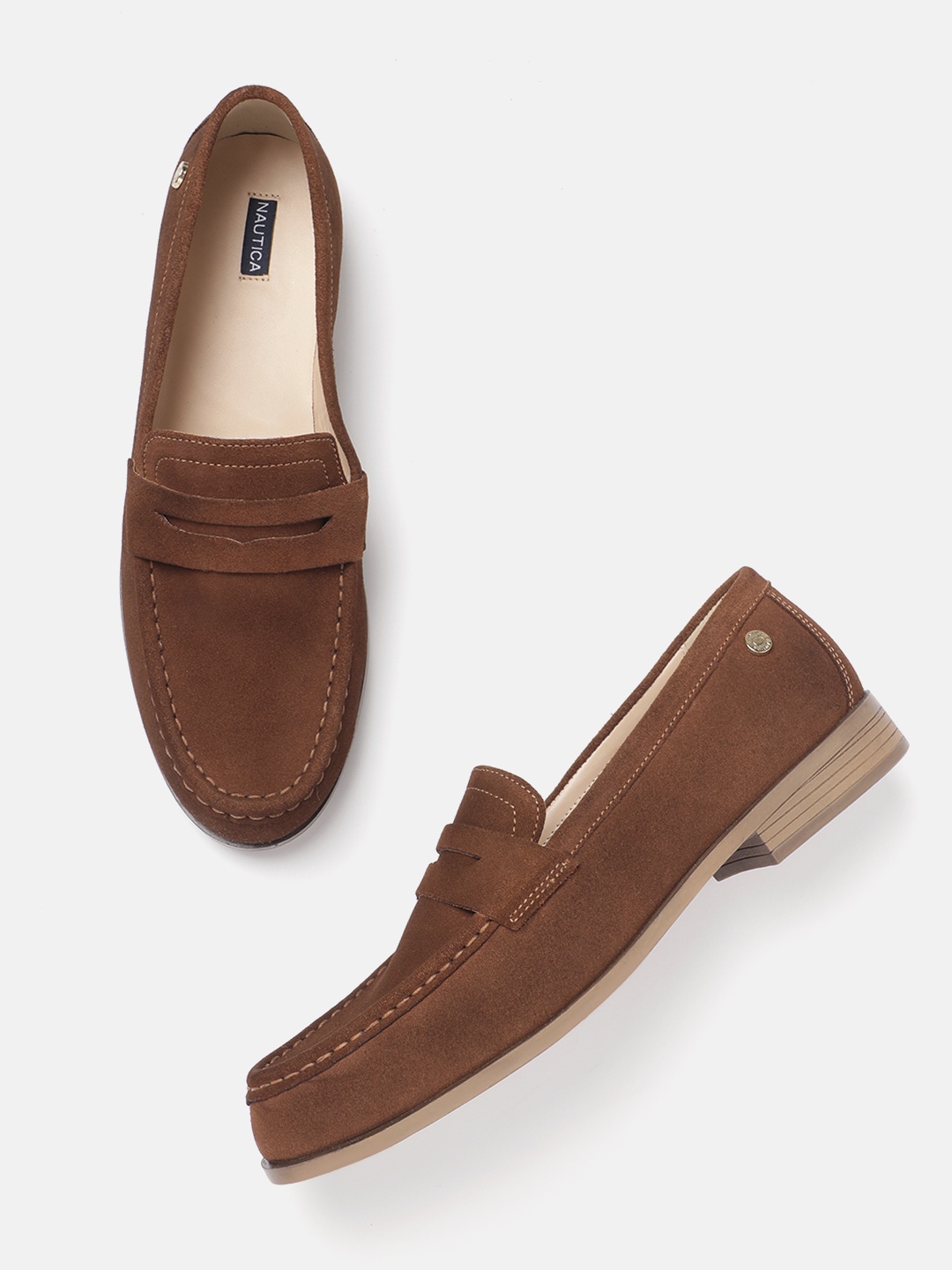 

Nautica Women Suede Penny Loafers, Brown