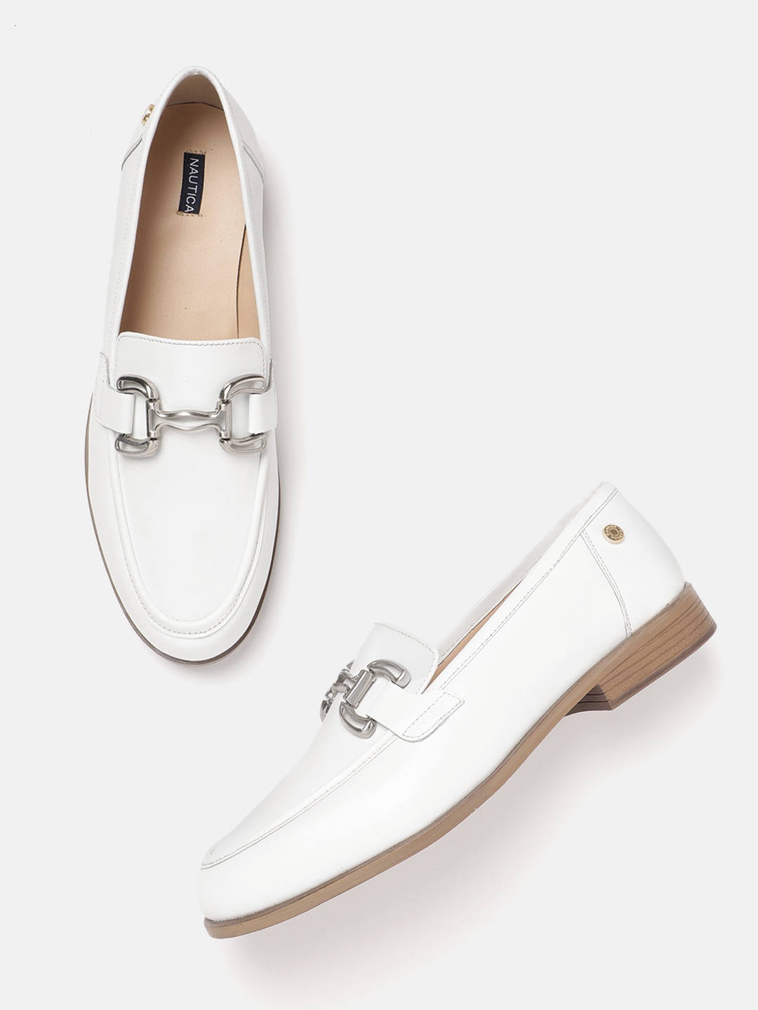 

Nautica Women Leather Horsebit Loafers, White
