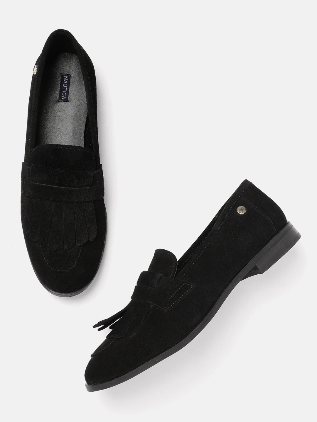 

Nautica Women Leather Penny Loafers, Black