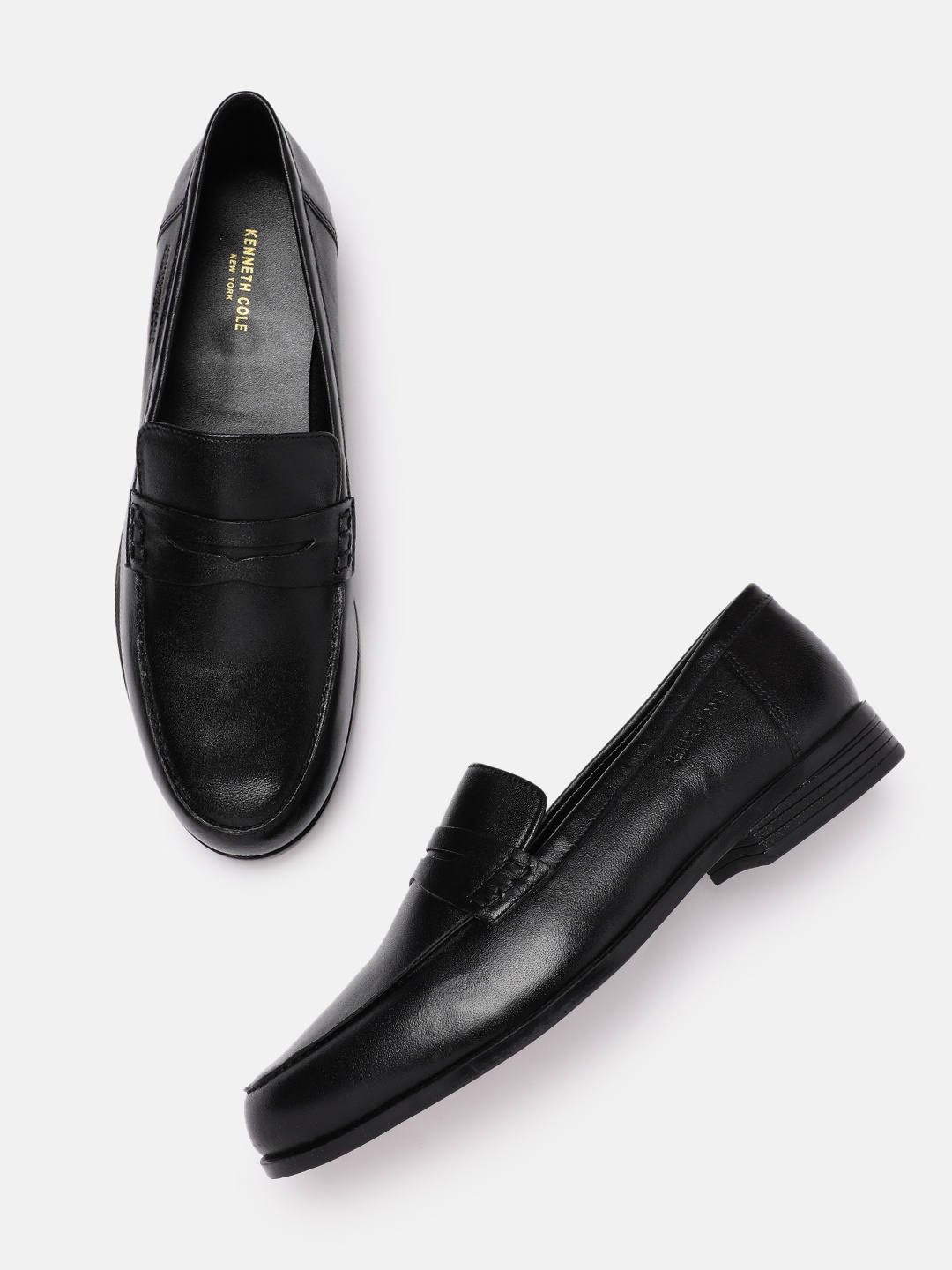 

Kenneth Cole Women Leather Penny Loafers, Black