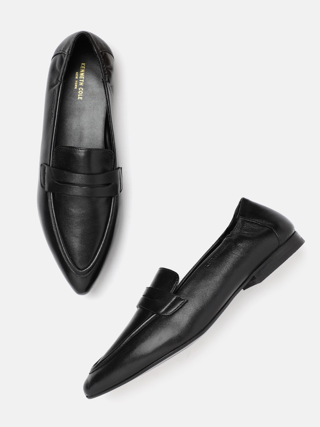 

Kenneth Cole Women Leather Penny Loafers, Black