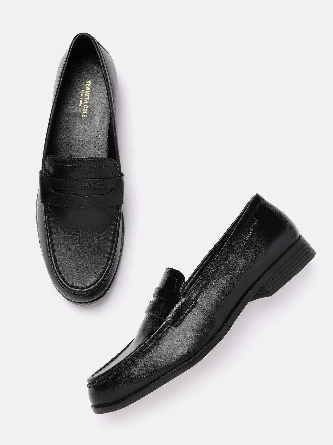 

Kenneth Cole Women Leather Penny Loafers, Black