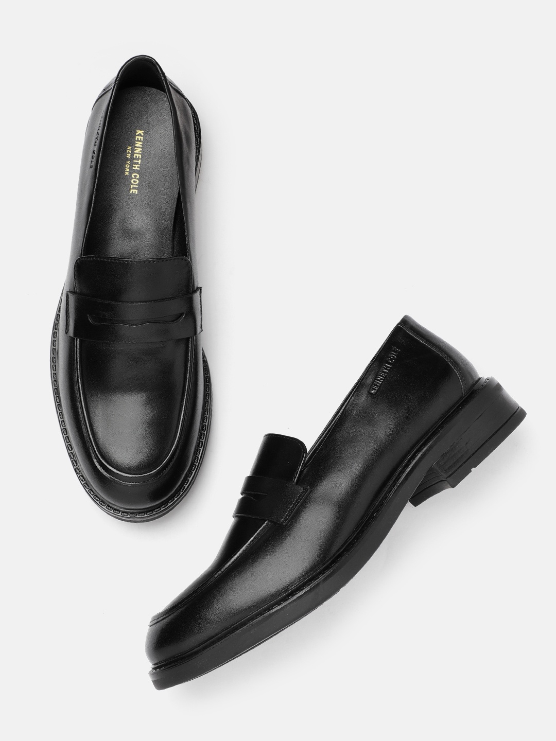 

Kenneth Cole Women Leather Penny Loafers, Black