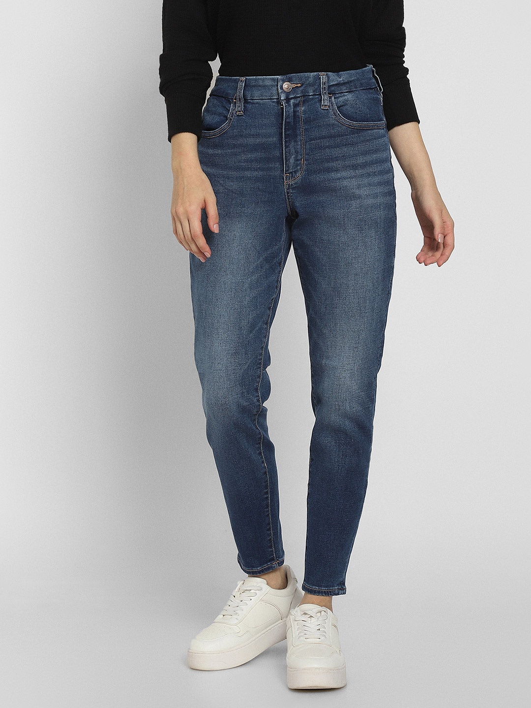 

AMERICAN EAGLE OUTFITTERS Skinny Fit High-Waisted Cropped Jeans, Blue