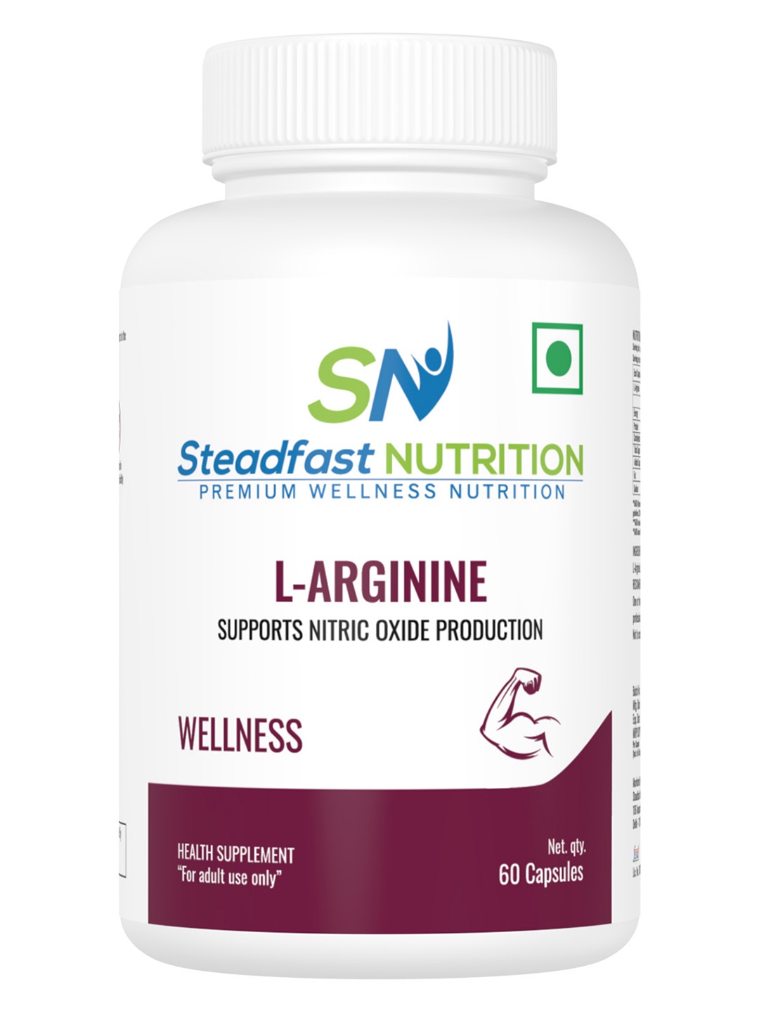 

Steadfast Nutrition L-Arginine Support Nitric Oxide Production 60 Capsules, White