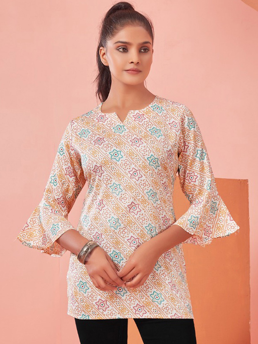 

Peachmode Floral Print Top, Orange
