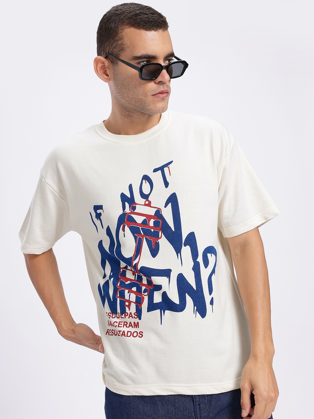 

glitchez Now Or Never Printed Relaxed Fit T-shirt, Off white