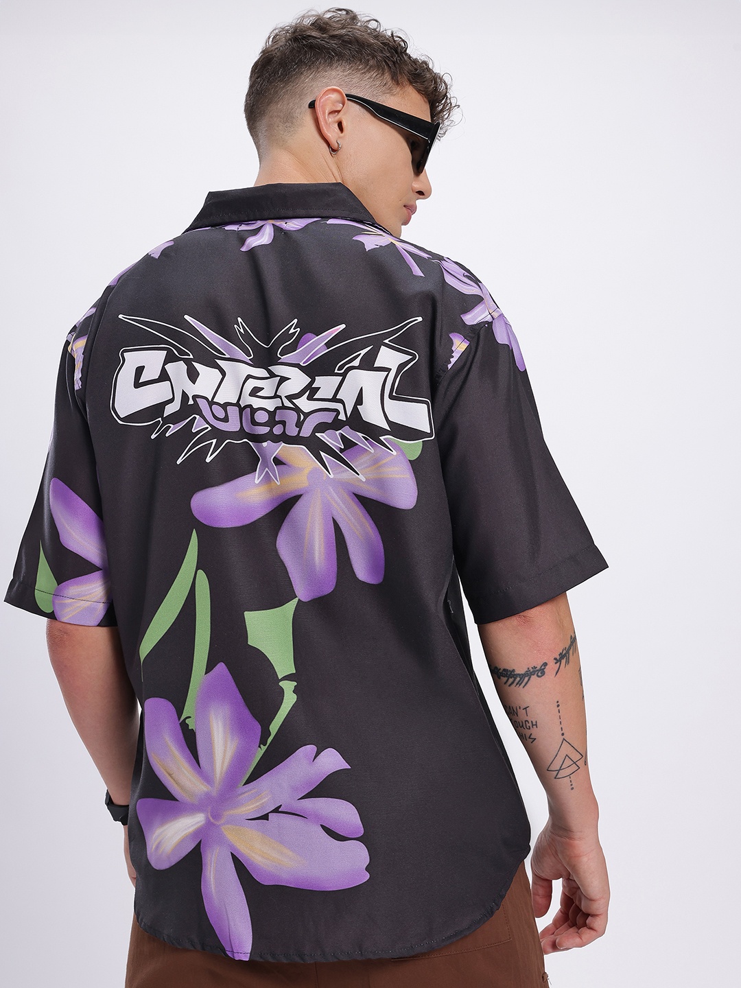 

glitchez Petal Power Printed Relaxed Shirt, Black