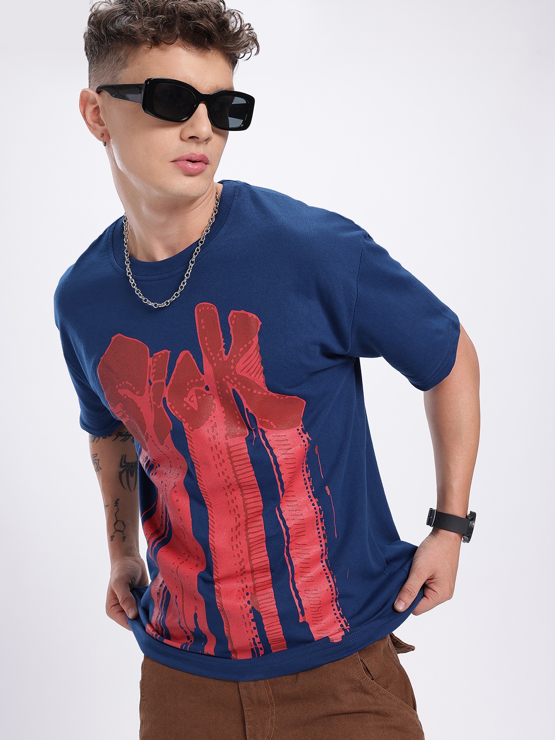 

glitchez Typo Tribe Printed Relaxed Fit T-shirt, Teal