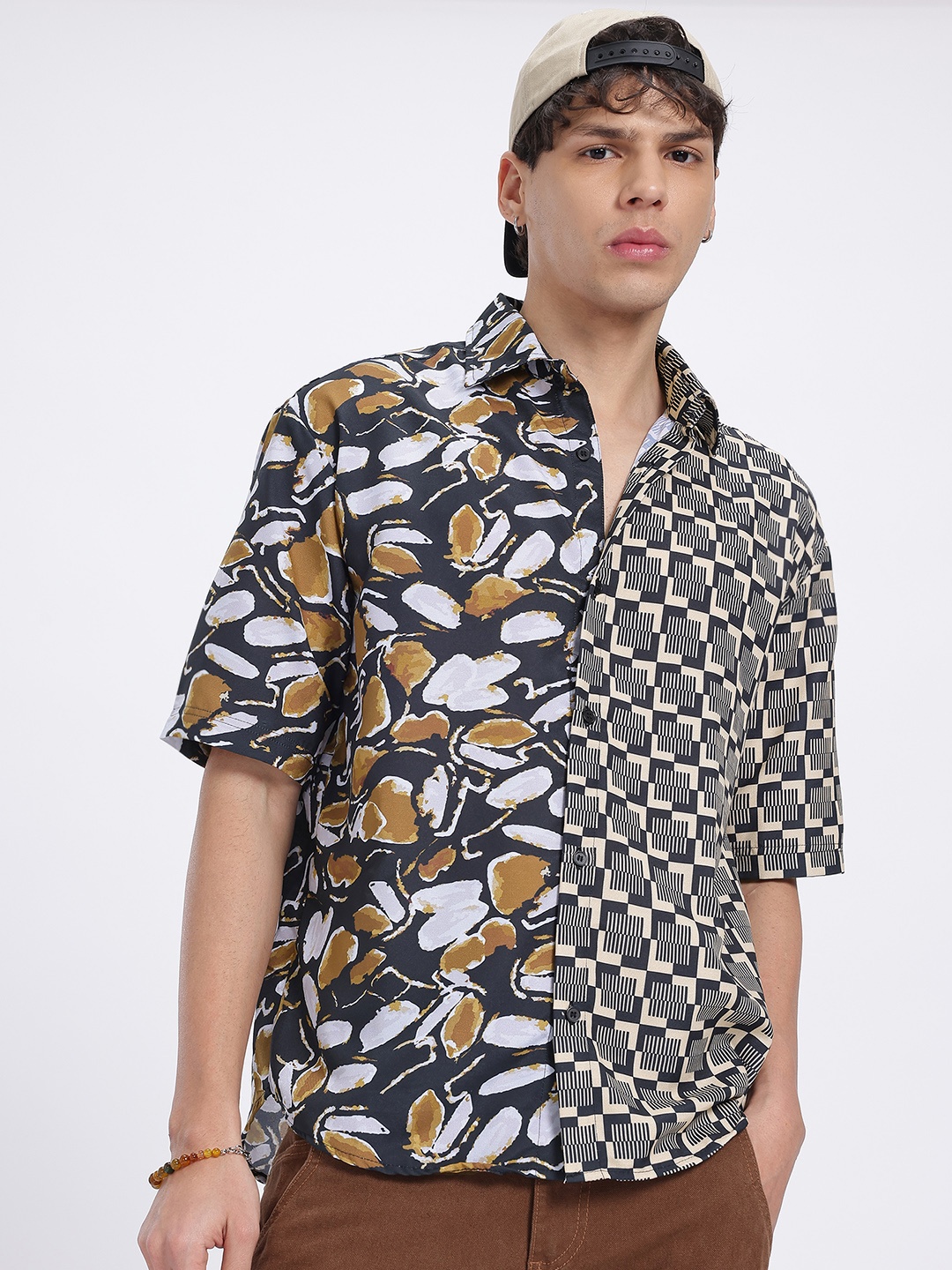 

glitchez Boho Space Printed Relaxed Fit Casual Shirt, Green