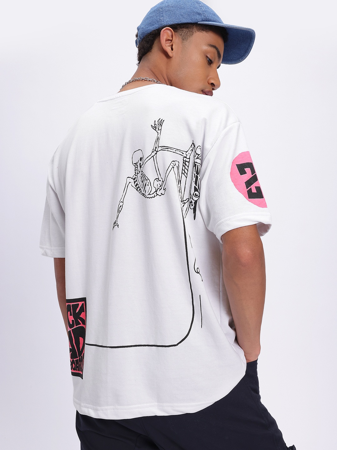 

glitchez Grunge Grit Printed Oversize T-shirt, White