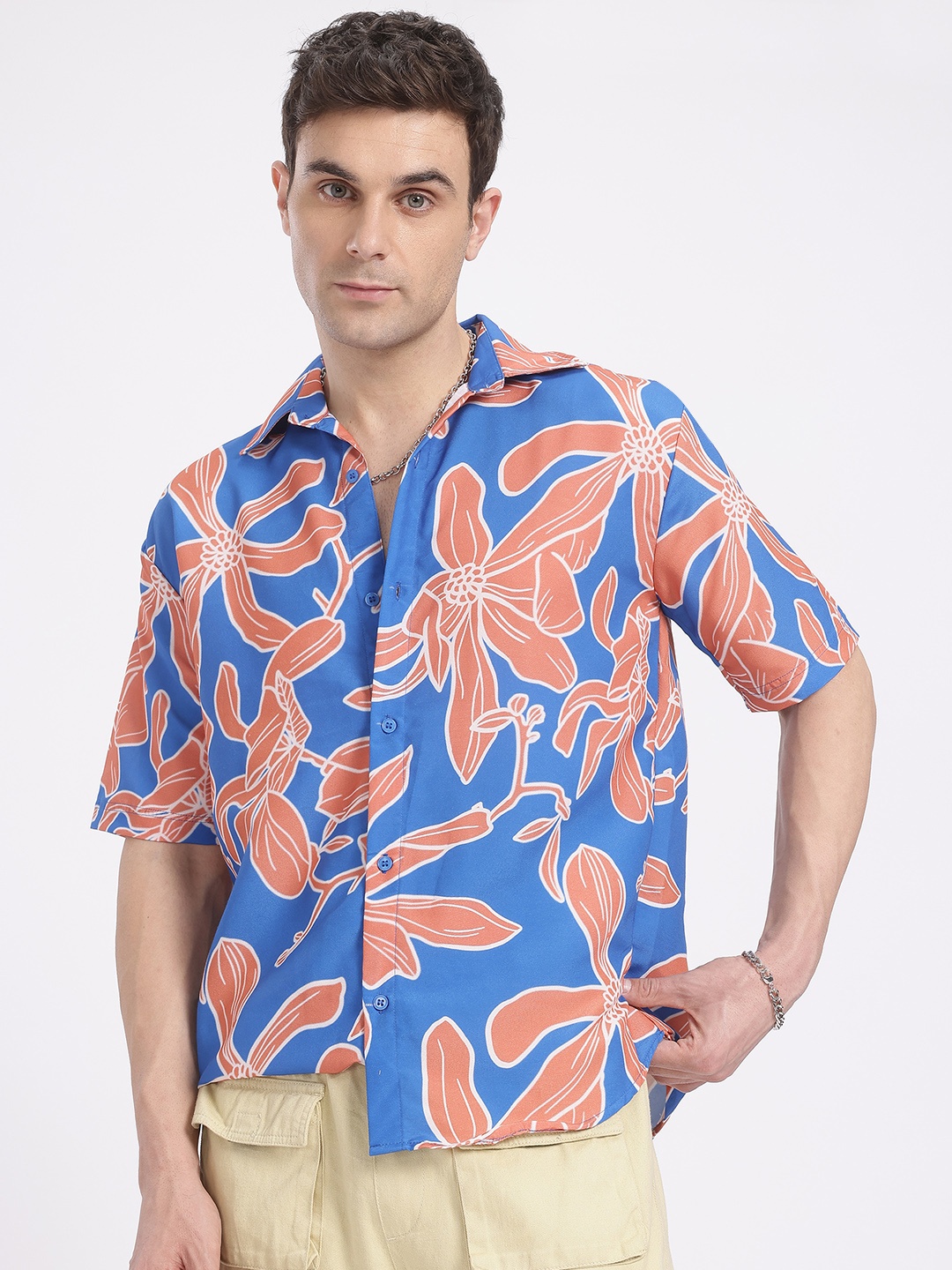 

glitchez Floral Fantasy Printed Relaxed Fit Shirt, Blue