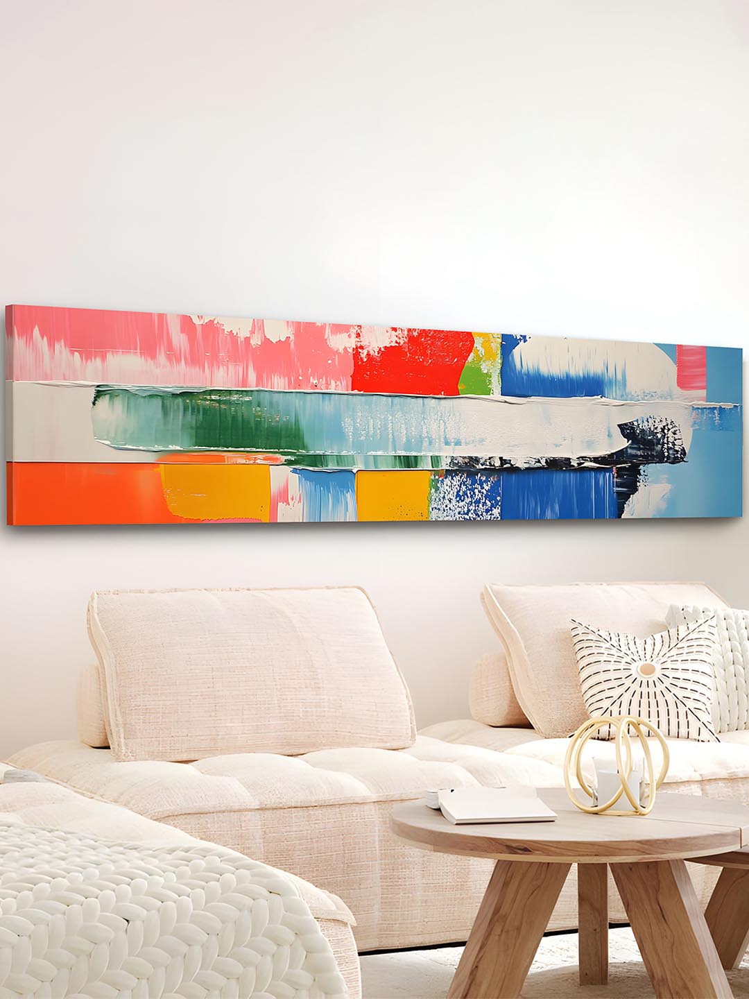 

Art Street Pink & Yellow 1 Piece Canvas Abstract Wall Paintings