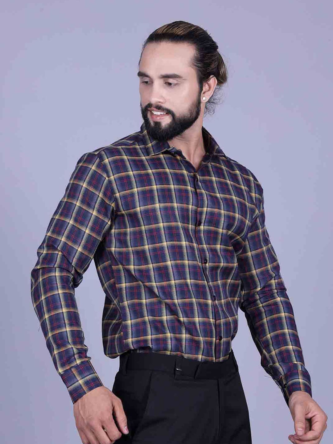 

Tanip Men Comfort Sheer Checked Casual Shirt, Yellow