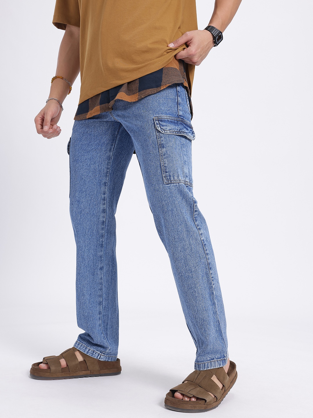 

glitchez Urban Utility Cargo-Style Jeans, Blue