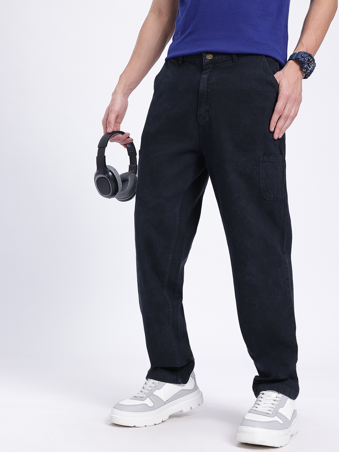 

glitchez Men Denim Days Straight Fit Jeans, Navy blue
