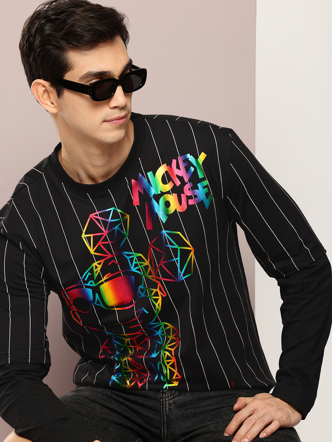 

Kook N Keech Disney Pure Cotton Mickey Mouse Printed Drop-Shoulder Relaxed Fit T-shirt, Black