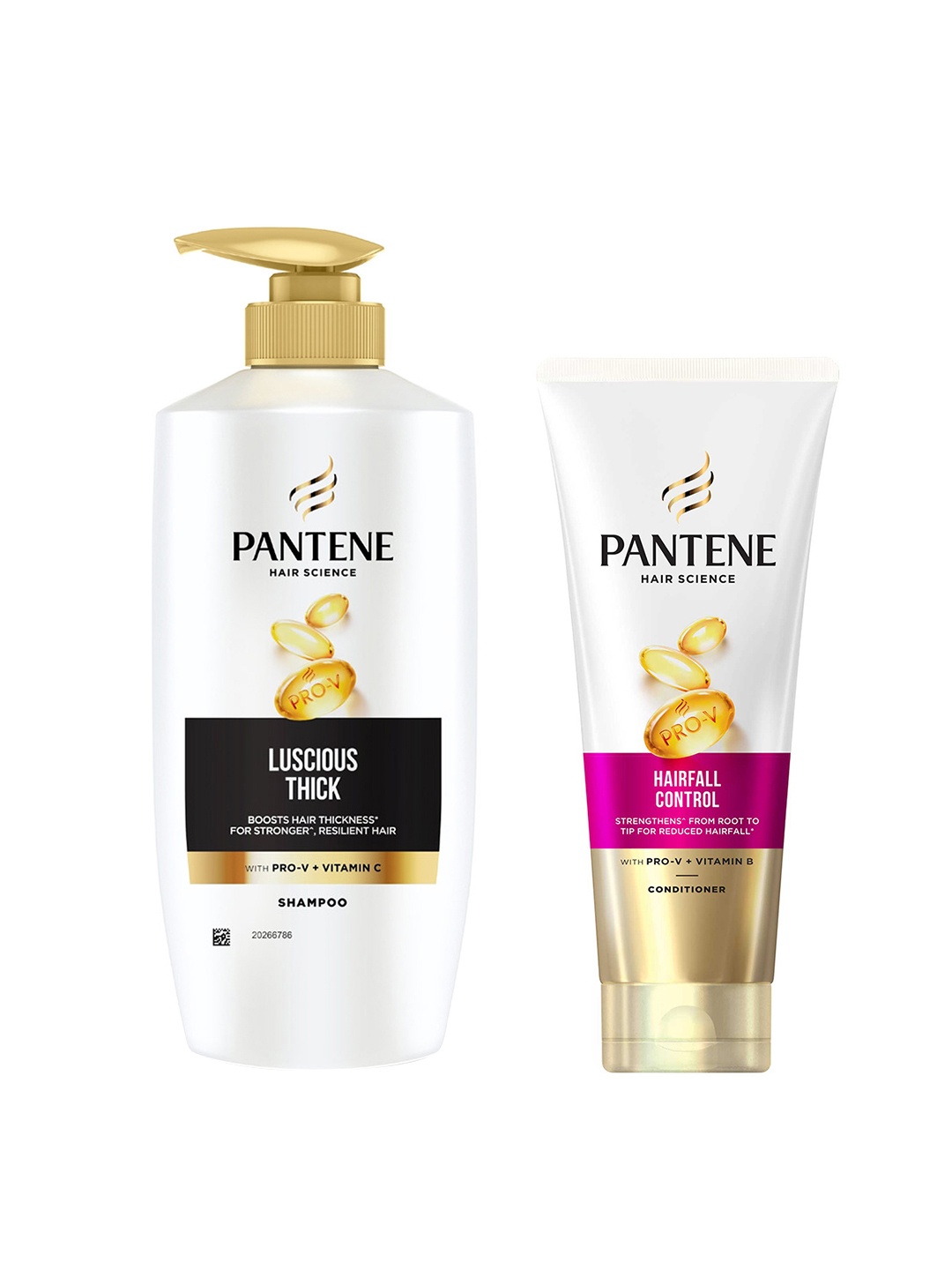 

Pantene Set of Luscious Thick Shampoo - 650ml & Hair Fall Control Conditioner - 200ml, White