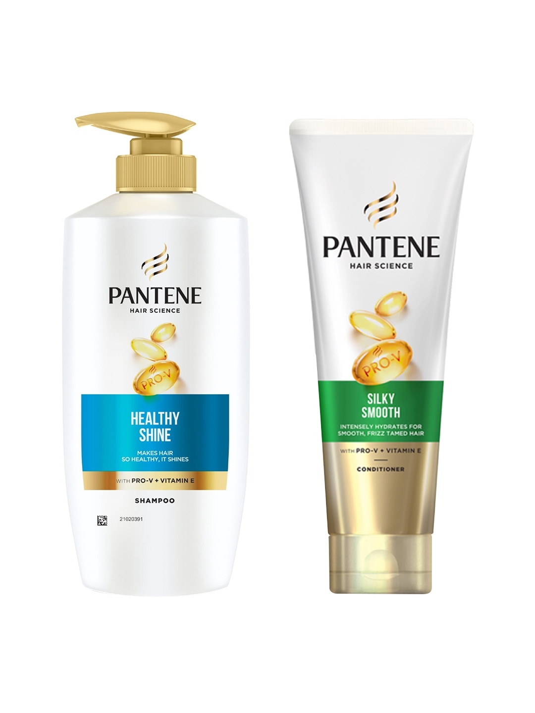 

Pantene Set of Silky Smooth Conditioner - 200ml & Healthy Shine Shampoo - 650ml, White