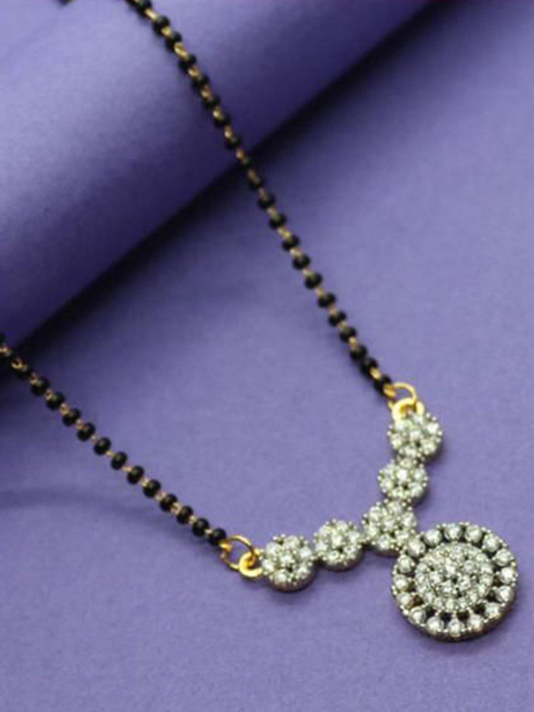 

Wynona Gold-Plated Artificial Stones and Beads Mangalsutra