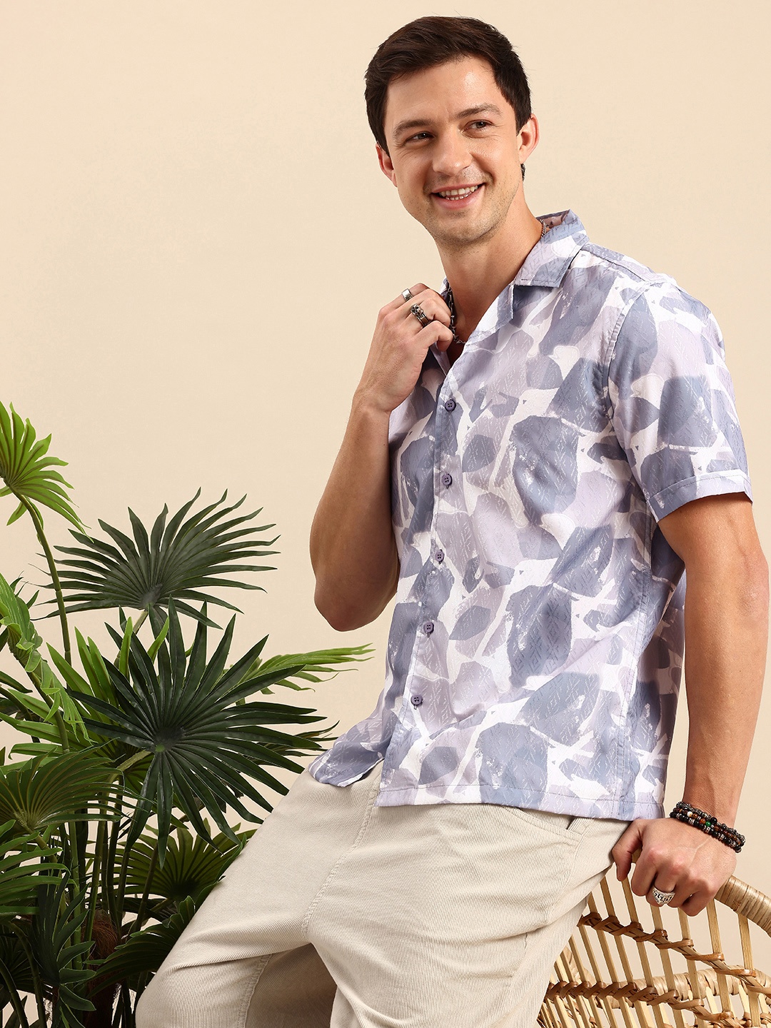 

Mast & Harbour Abstract Printed Slim Fit Casual Shirt, Blue