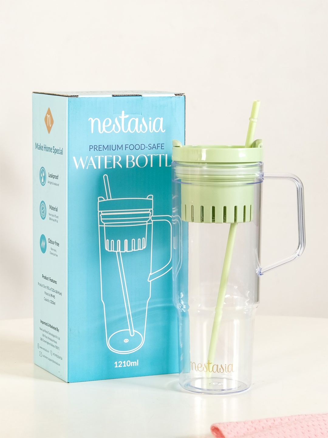 

Nestasia Mint Green Leakproof Sipper Bottle With Fruit Infuser 1210ml