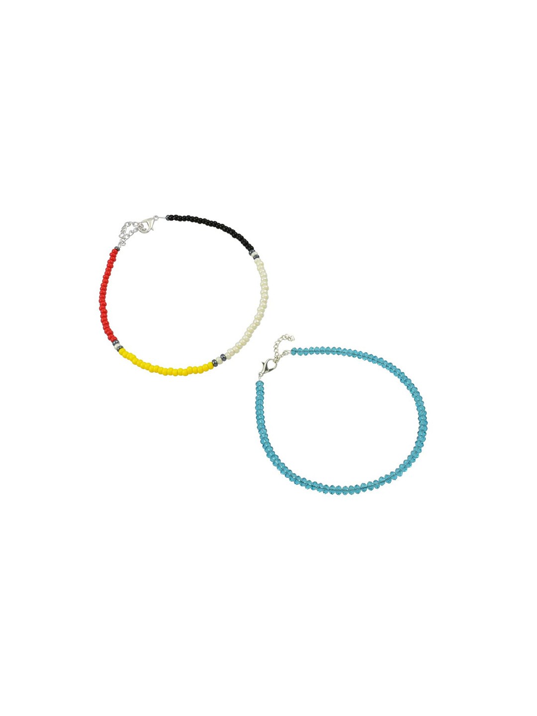 

HIGH TRENDZ Women Set of 2 Anklets, Black
