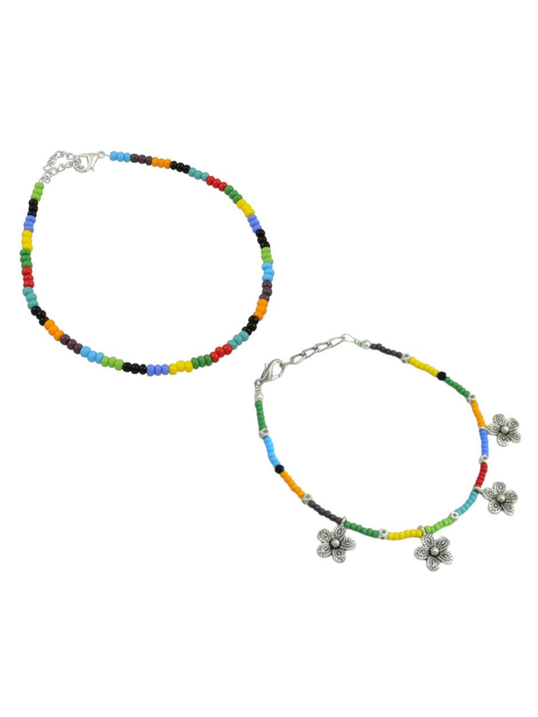 

HIGH TRENDZ Women Set of 2 Anklets, Black