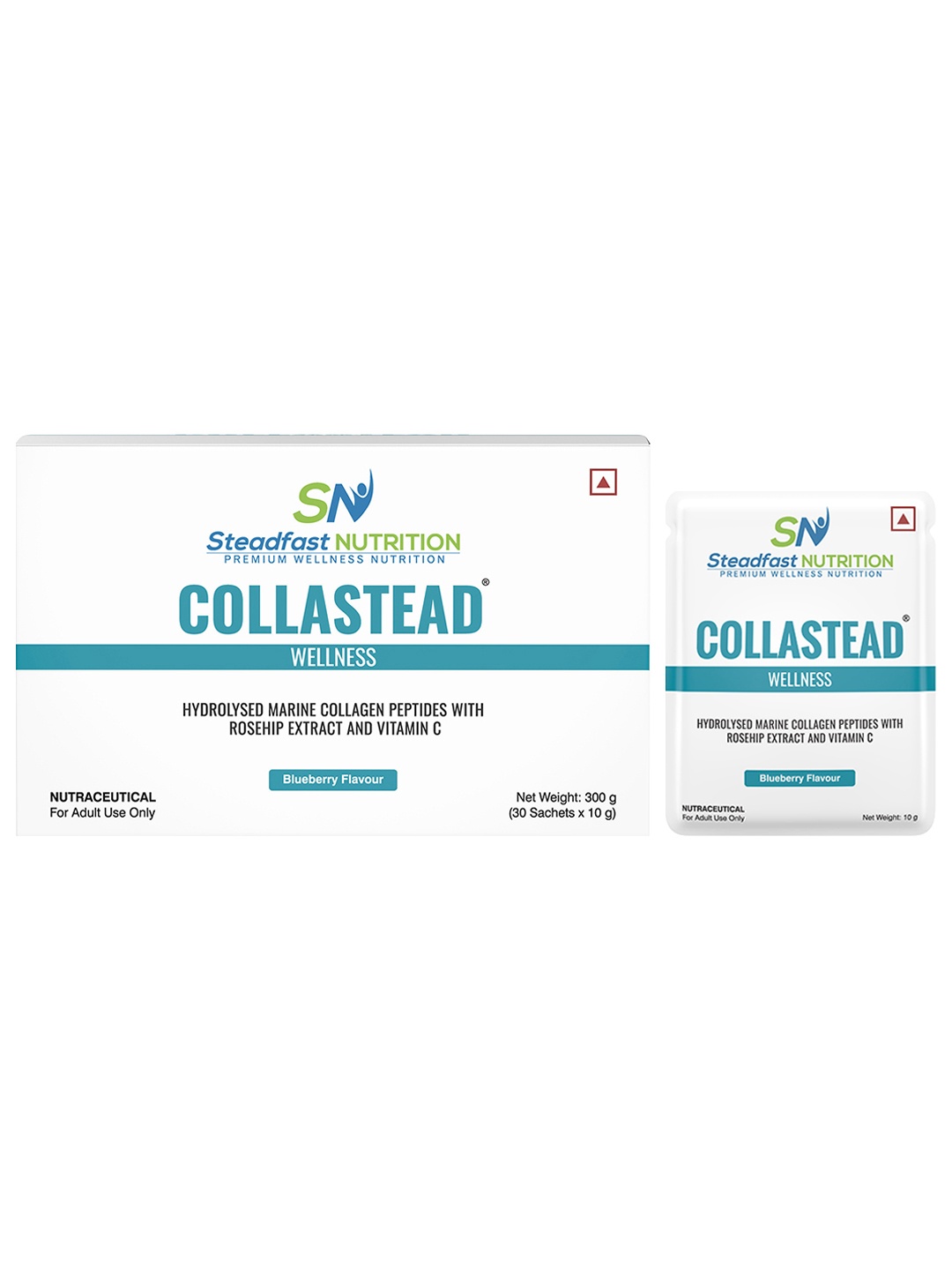 

Steadfast Nutrition CollaStead Marine Collagen Blueberry Flavour 30 Sachets 300g, White