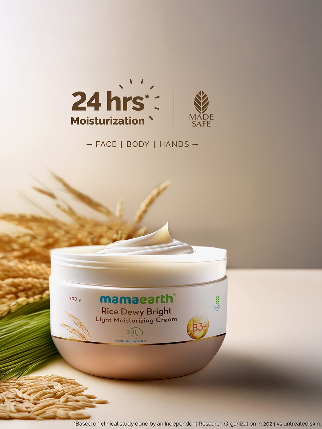 

Mamaearth Rice Dewy Bright Light Moisturizing Cream With Rice Water - 200 g, White