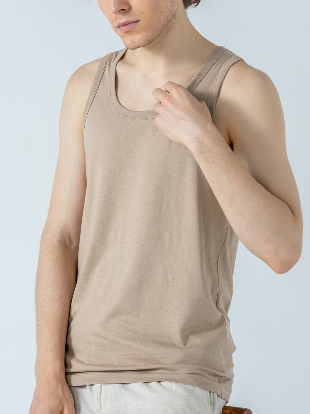 

DAMENSCH Men Anti Bacterial Anti Microbial NEO Cotton Vest, Tan