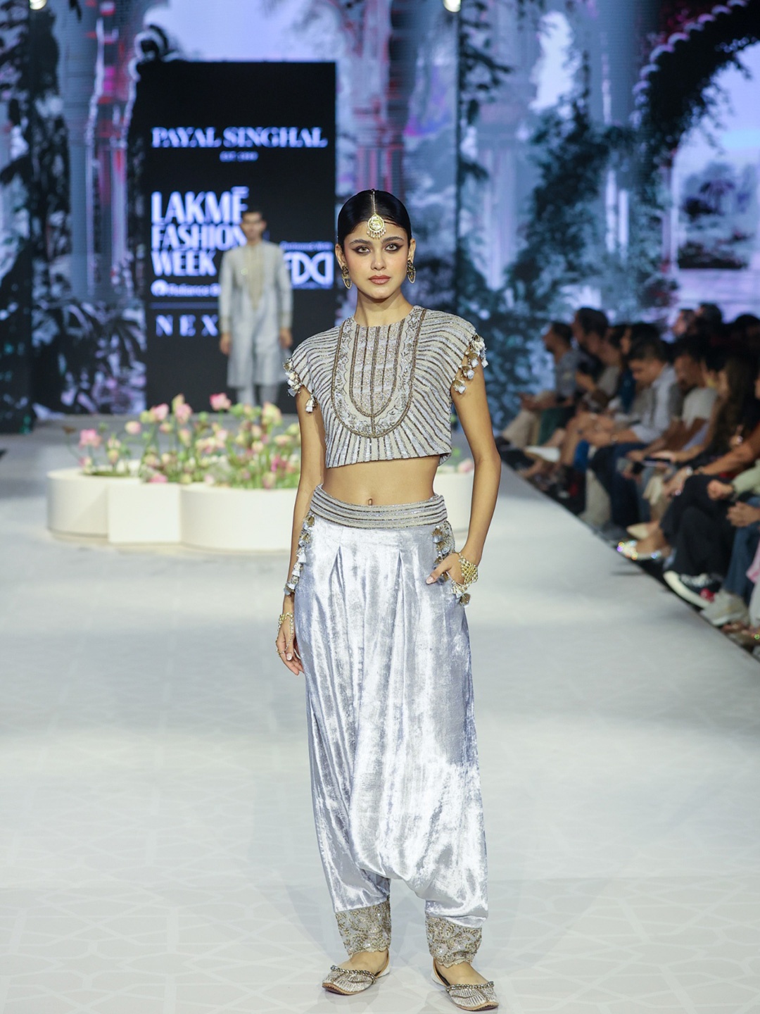 

Payal Singhal Embroidered Velvet Maxi Dress, Grey