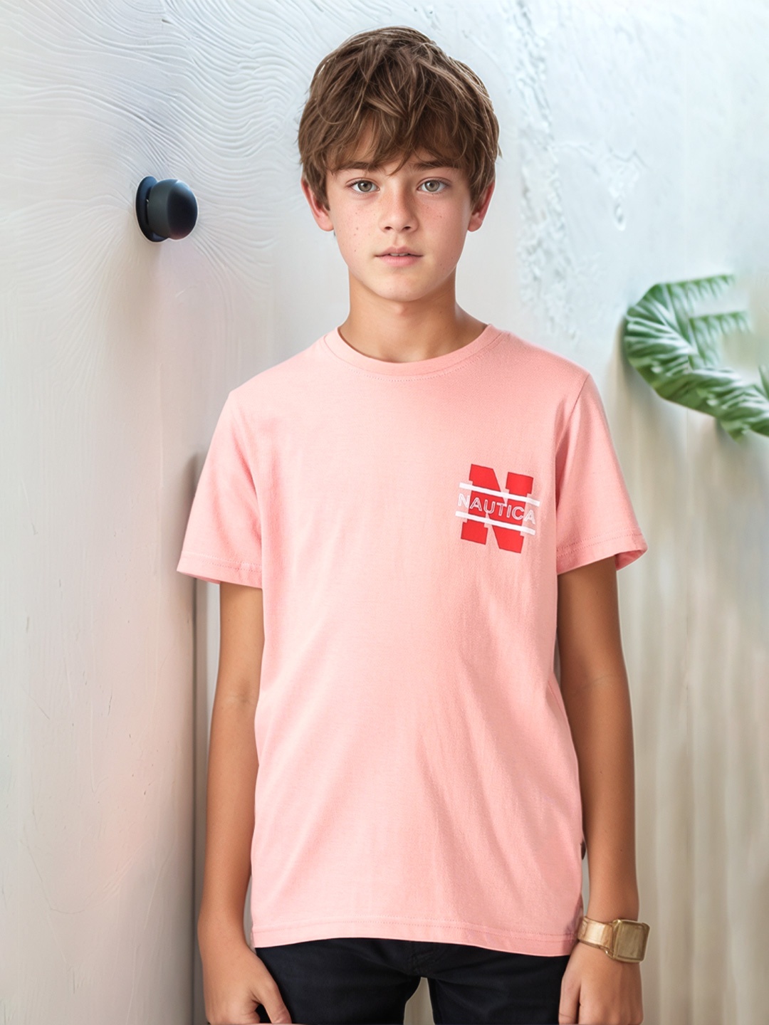 Nautica Boys Typography T-shirt, Pink
