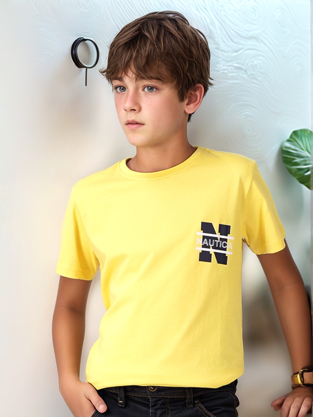 Nautica Boys Typography T-shirt, Yellow