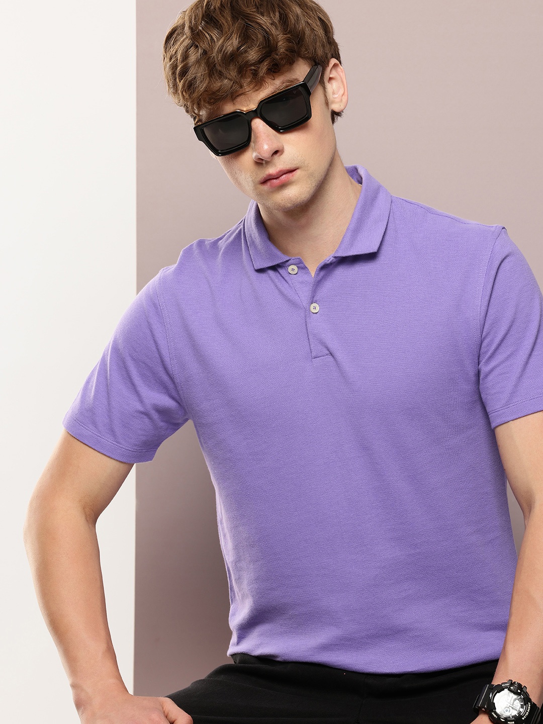 

Kook N Keech Solid Polo Collar Pure Cotton T-shirt, Lavender