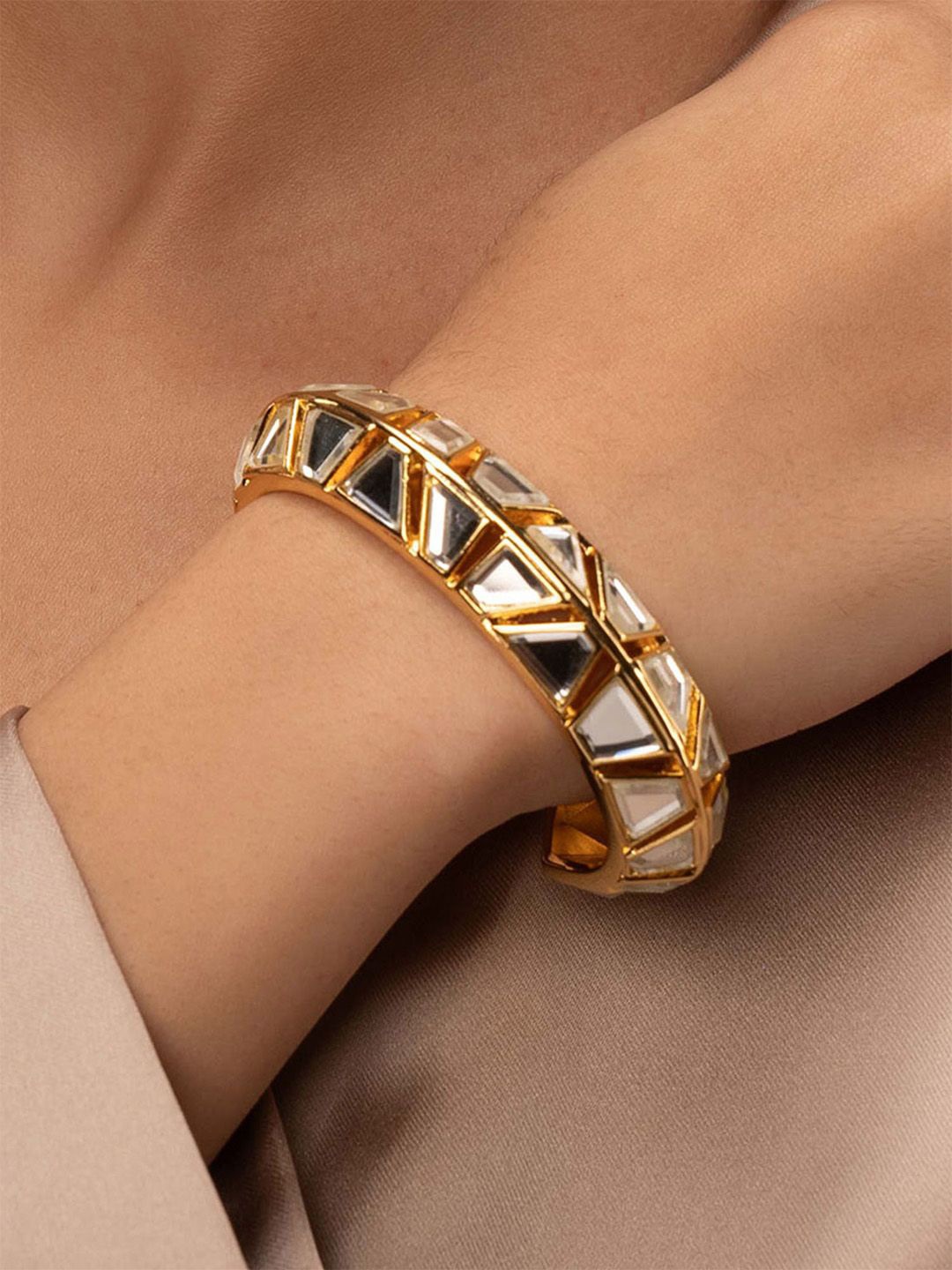

Isharya 18k Gold-Plated Stone Studded Cuff Bracelet