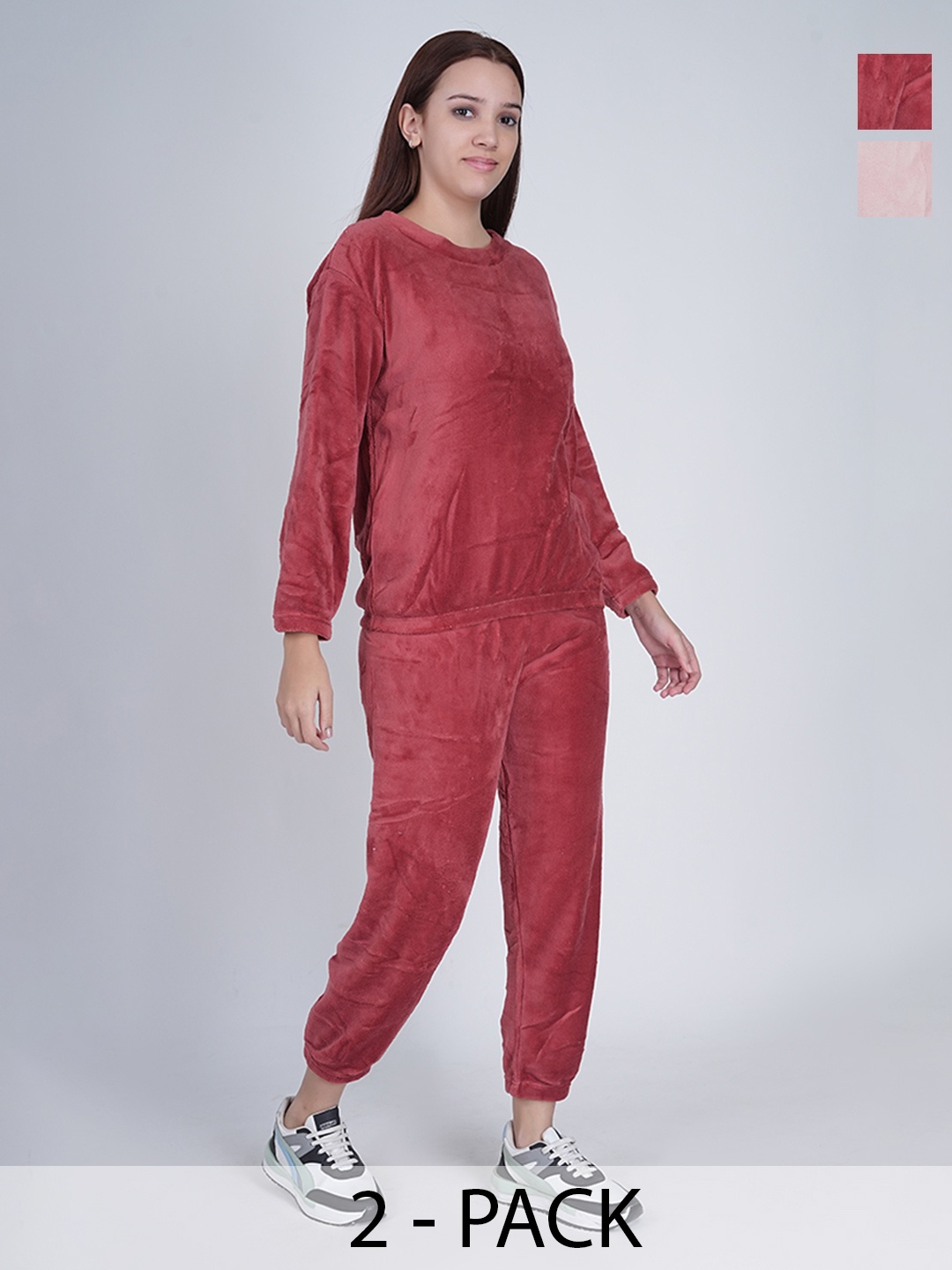 

Aartej Pack Of 2 Long Sleeve Sweatshirt & Joggers Co-Ords, Pink