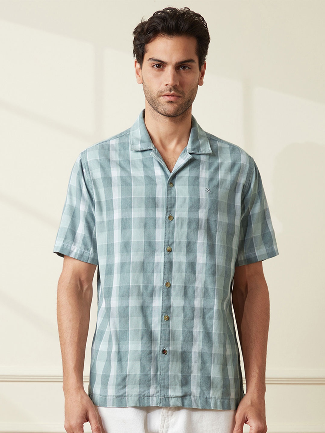 

WROGN Men Comfort Opaque Checked Casual Shirt, Green