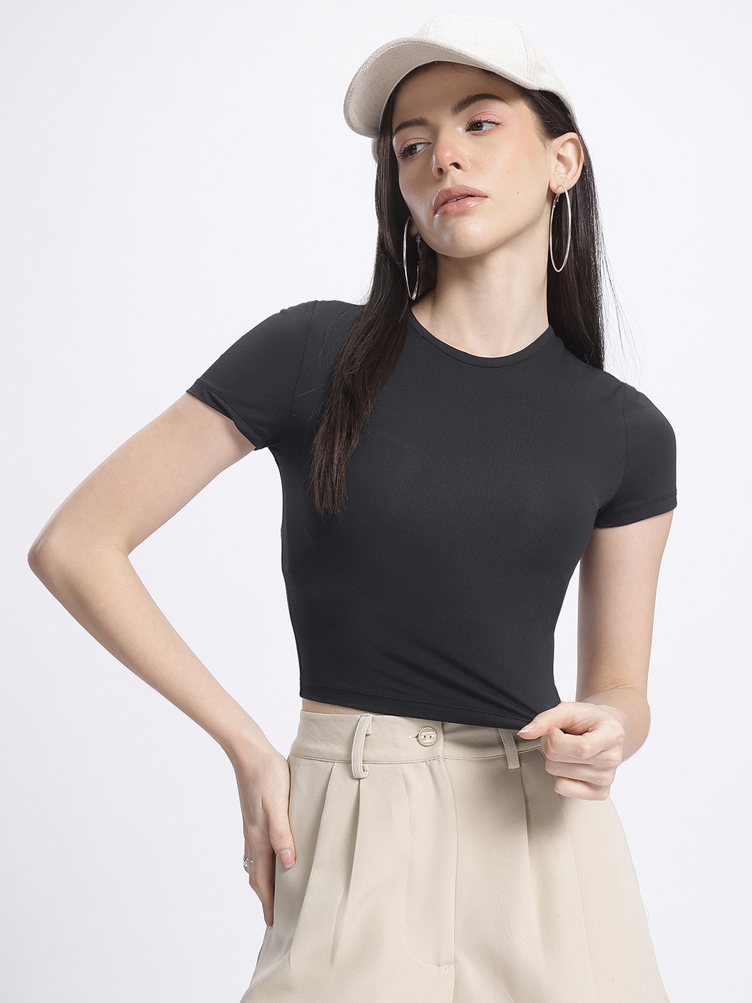 

glitchez Textured Perfection Crop Top, Black