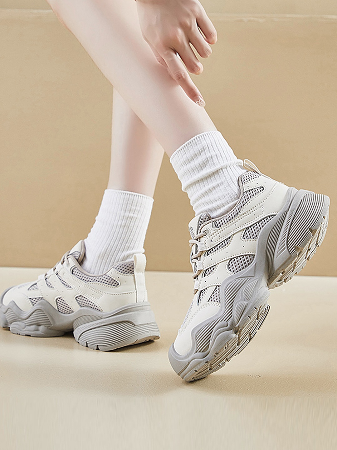 

LULU & SKY Women Woven Design Lace-Ups Sneakers, Beige
