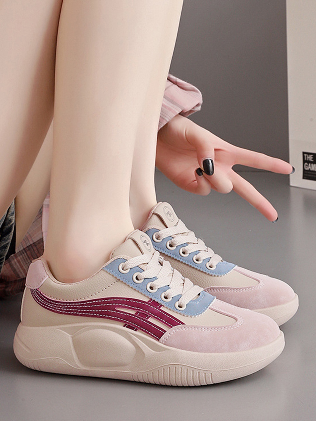 

LULU & SKY Women Colourblocked PU Sneakers, Blue