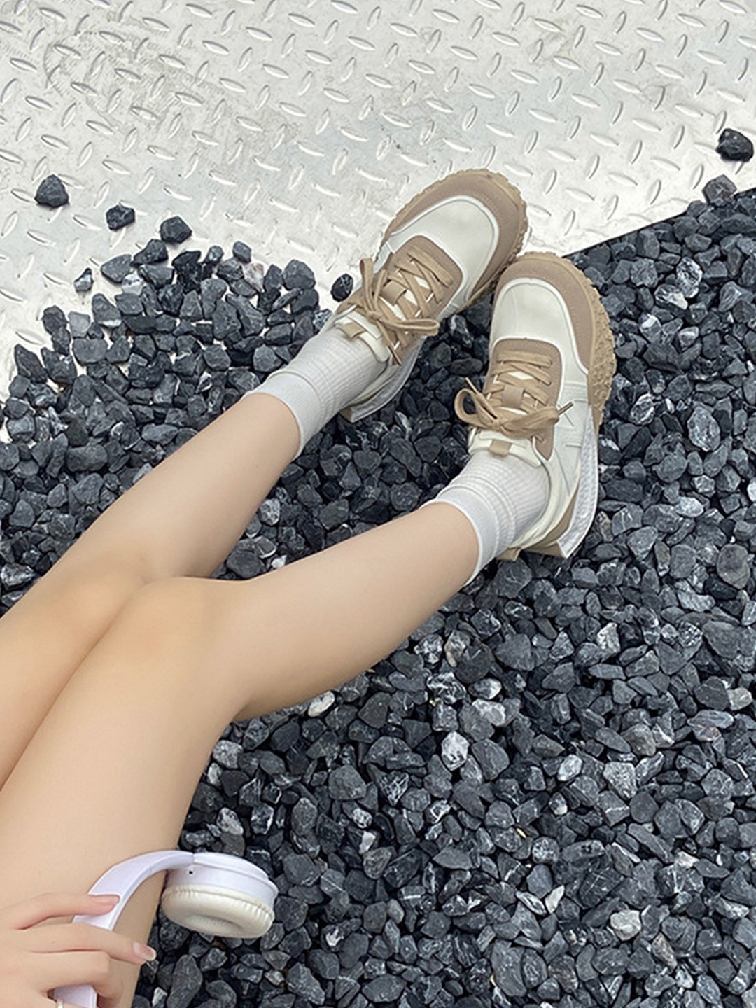 

LULU & SKY Women Colourblocked PU Sneakers, Khaki