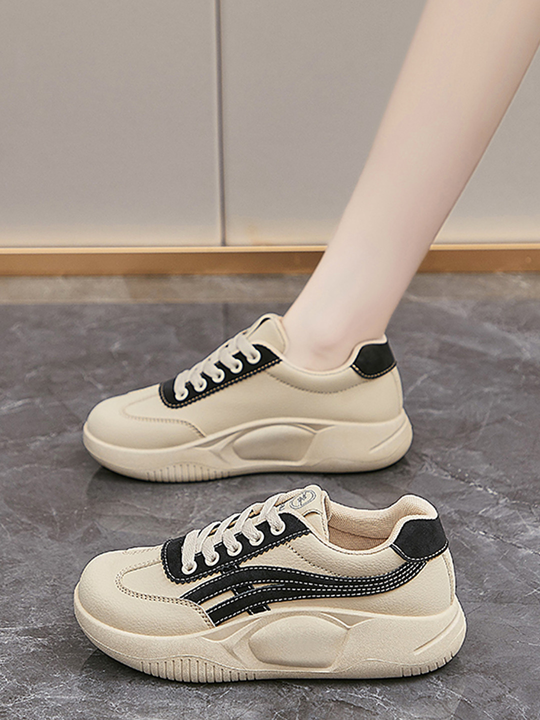 

LULU & SKY Women Colourblocked PU Sneakers, Black