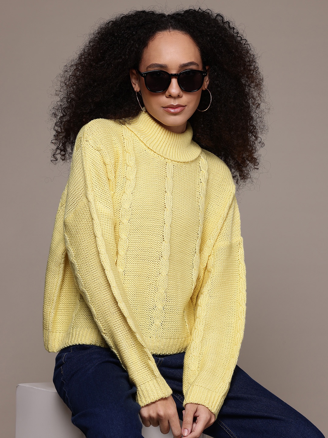 

The Roadster Lifestyle Co. Cable Knit Pullover, Yellow