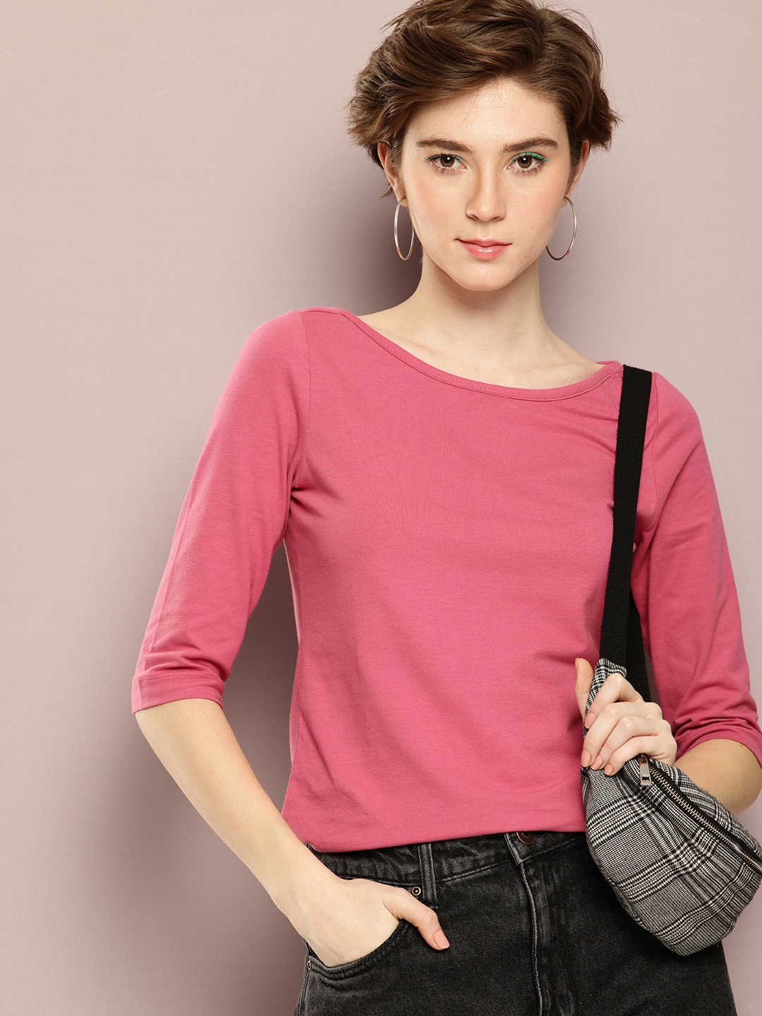 

Kook N Keech Boat Neck Top, Pink