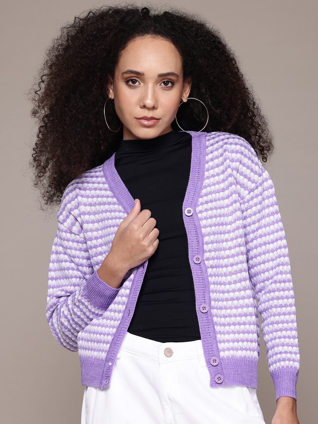 

The Roadster Lifestyle Co. Self Design Cardigan, Purple