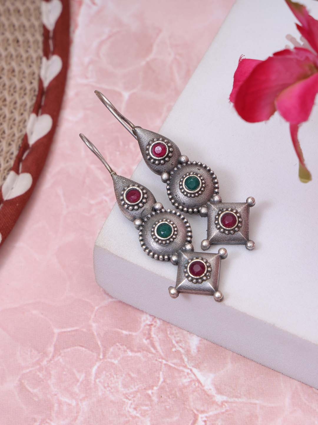 

Styled Diva Contemporary Drop Earrings, Silver