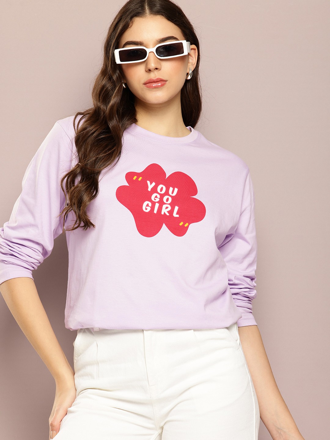 

DILLINGER Drop-Shoulder Sleeves Oversized T-shirt with Typography Detail, Purple