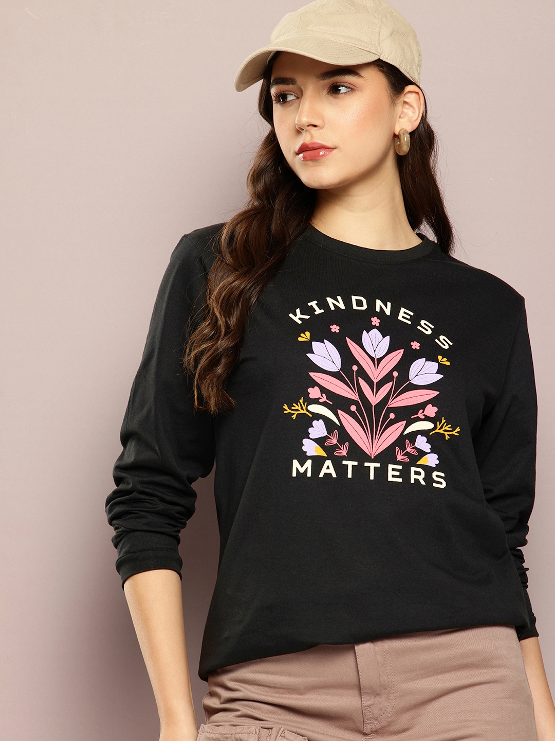 DILLINGER Printed Drop-Shoulder Sleeves Oversized Pure Cotton T-shirt, Black