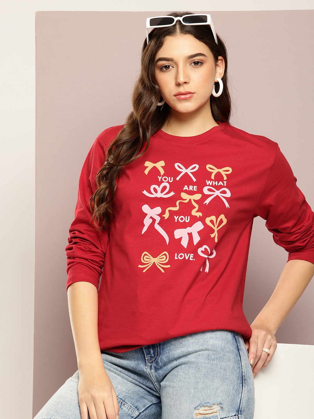 

DILLINGER Printed Drop-Shoulder Sleeves Oversized Pure Cotton T-shirt, Red